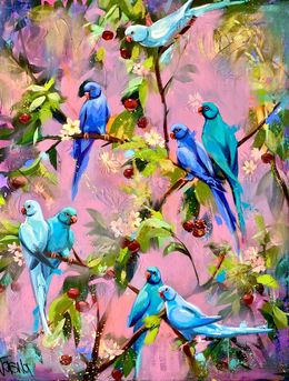 Peinture, A Parrot Song Of Cherry Blossom, Yasna Godovanik