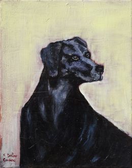 Gemälde, Câline mon labrador - figuration animalière, Christiane Barlow-Couderc
