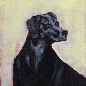 Gemälde, Câline mon labrador - figuration animalière, Christiane Barlow-Couderc