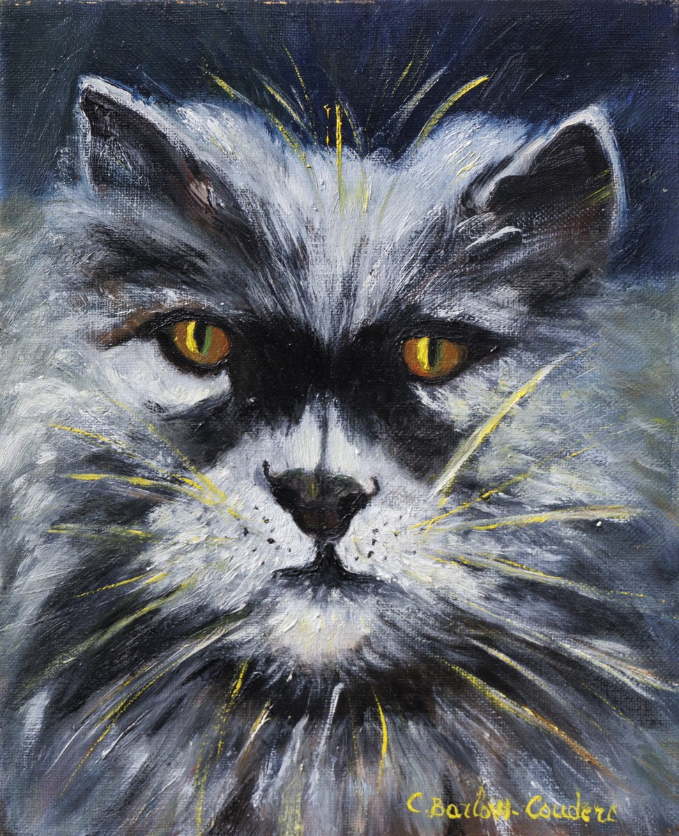 Christiane Barlow-Couderc, Gros chat en colère - figuration animalière Christiane Barlow-Couderc, Gros chat en colère - figuration animalière