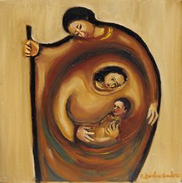 Gemälde, La crèche - Scène biblique, Christiane Barlow-Couderc