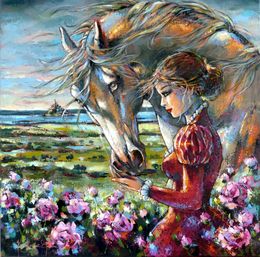 Peinture, Les roses de la baie, Jeanne Saint-Chéron
