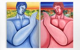 Painting, La rencontre et l’adieu (diptyque), Jade Mouge