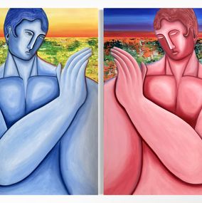 Gemälde, La rencontre et l’adieu (diptyque), Jade Mouge