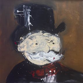 Peinture, Monopoly man over serious brown, Carlos Pun Art