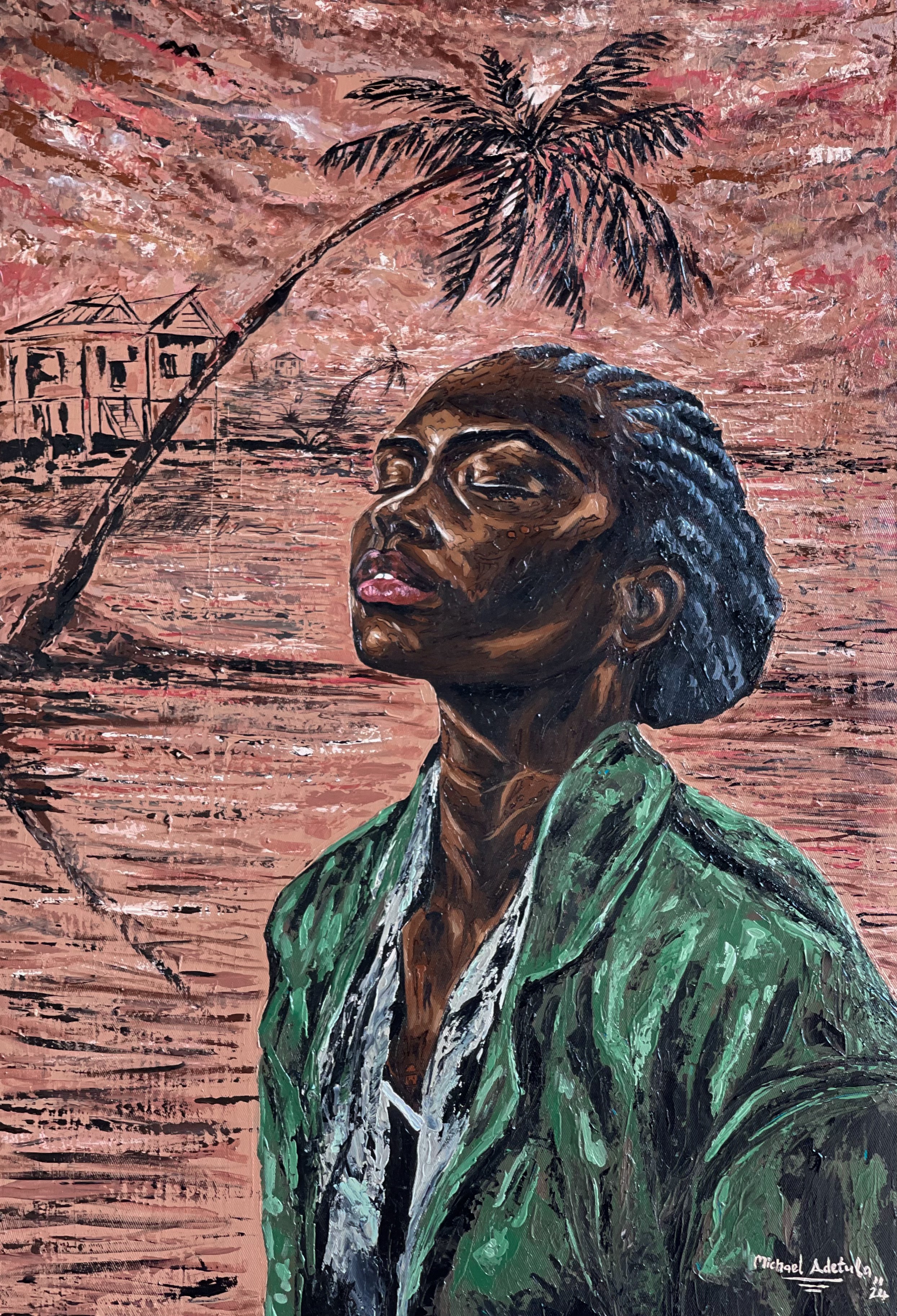 Michael Adetula, Hope From Above - 21st Century Contemporary, Figurative Portrait, Woman, Modern Michael Adetula, Hope From Above - 21st Century Contemporary, Figurative Portrait, Woman, Modern