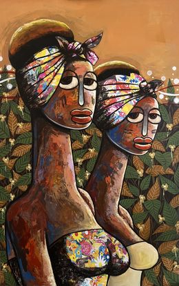 Painting, Maiden - 21st Century, Contemporary, Figurative. Neo-Expressionism, Women, Faces, Achike MiracleAnayo