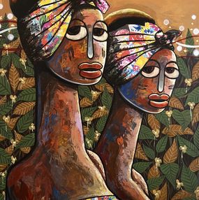 Painting, Maiden - 21st Century, Contemporary, Figurative. Neo-Expressionism, Women, Faces, Achike MiracleAnayo
