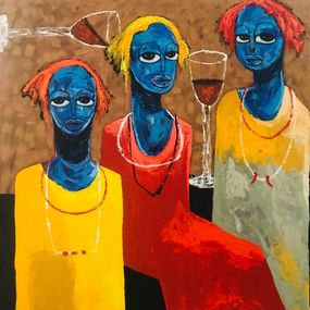 Painting, Brotherhood 4 - 21st Century, Contemporary, Figurative. Neo-Expressionism, Men, Achike MiracleAnayo