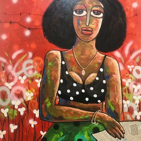 Gemälde, Red Paragraphs - 21st Century, Contemporary, Figurative. Neo-Expressionism, Women, Achike MiracleAnayo