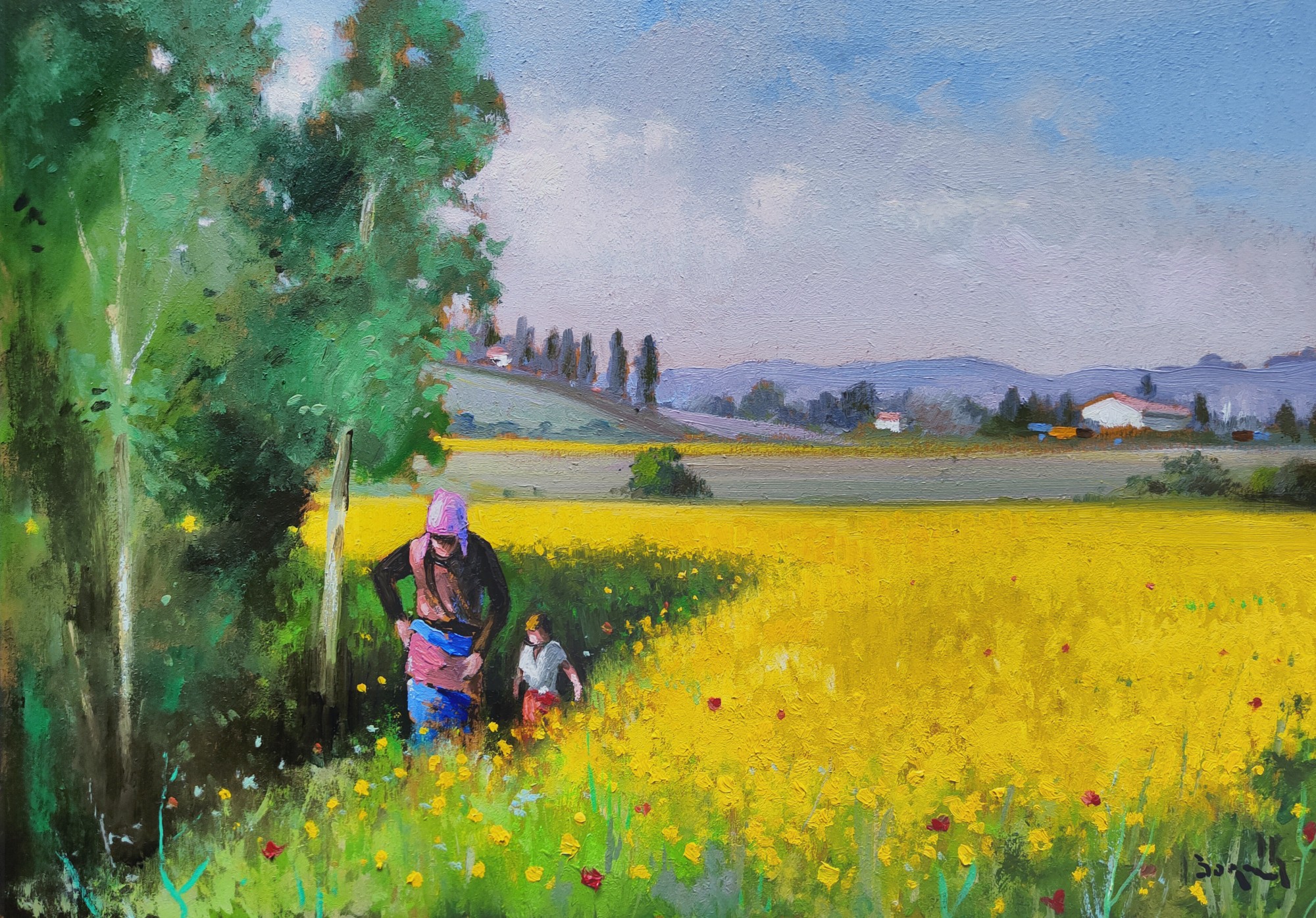 Andrea Borella, Spring in the fields - Tuscany painting landscape Andrea Borella, Spring in the fields - Tuscany painting landscape