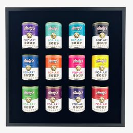 Sculpture, Collage Warhol Campbell 12 piece, Ad Van Hassel