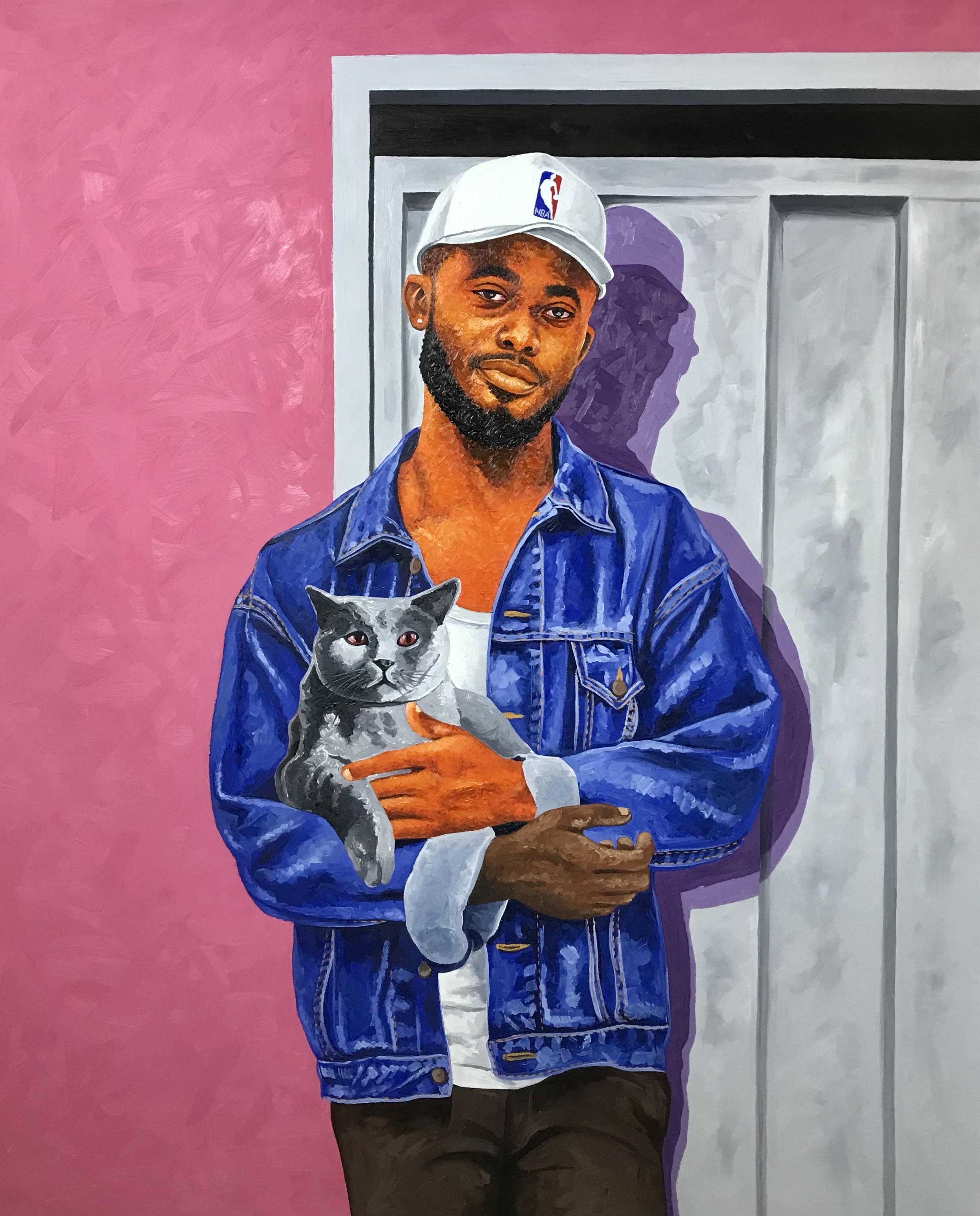 Lawrence Amoo, Tapestry of Love - 21st Century, Contemporary, Figurative, Men, Modern, Cat Lawrence Amoo, Tapestry of Love - 21st Century, Contemporary, Figurative, Men, Modern, Cat