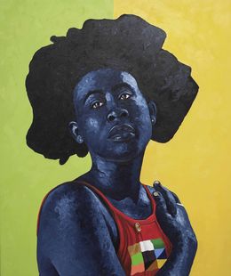 Peinture, Strong Beauty - 21st Century, Contemporary, Figurative, Africa Women Hair, Modern, Lawrence Amoo