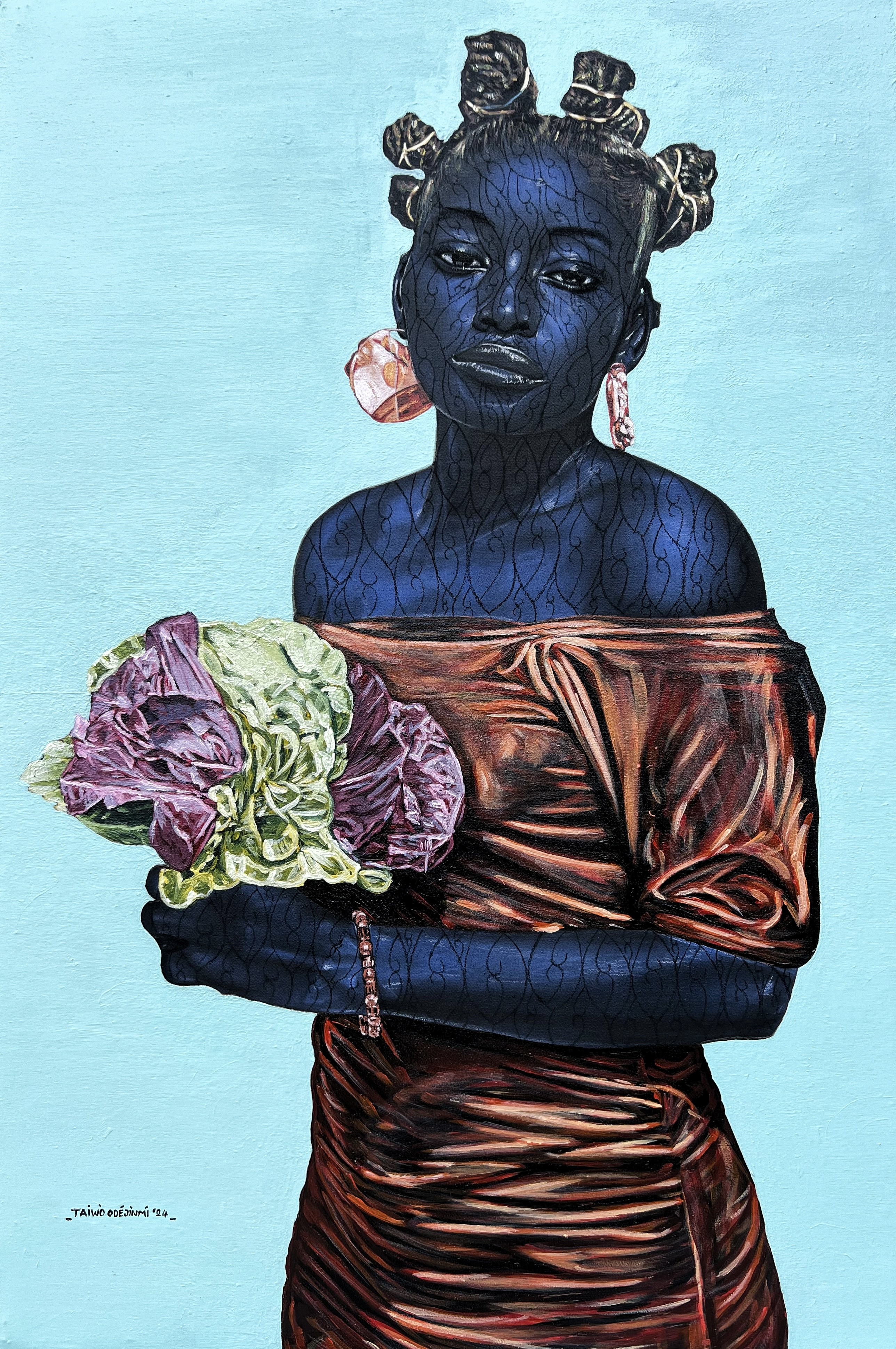 Taiwo Odejinmi, Love and Flowers - 21st Century, Contemporary, Figurative Portrait, Africa, Women Taiwo Odejinmi, Love and Flowers - 21st Century, Contemporary, Figurative Portrait, Africa, Women