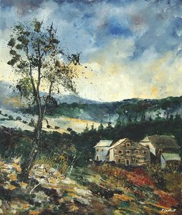 Painting, Winter is coming in my countryside, Pol Ledent