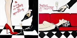 Gemälde, Diptych: Urgent Champagne, Kristina Mallen