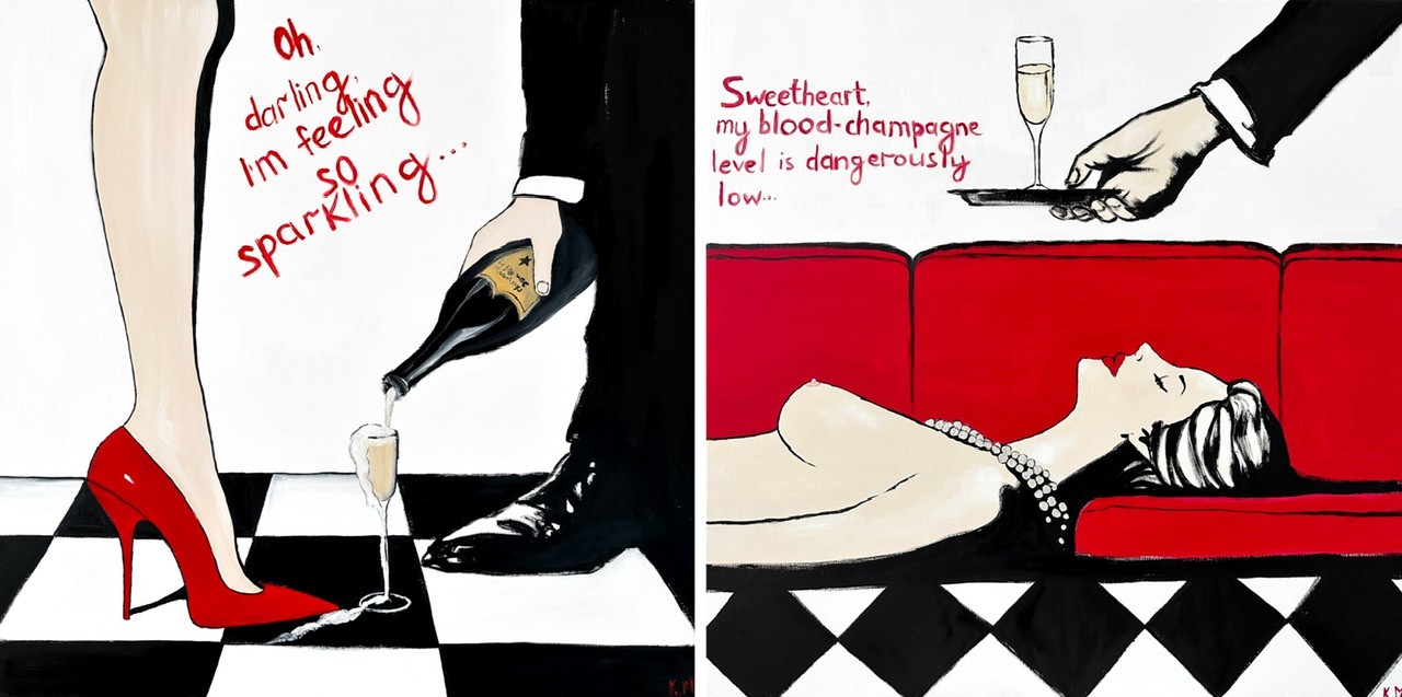 Kristina Mallen, Diptych: Urgent Champagne Kristina Mallen, Diptych: Urgent Champagne