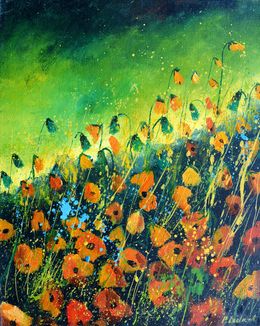 Painting, Orange poppies, Pol Ledent