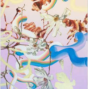 Peinture, Ground beef with magnolias flowers and gradient composition, Monika Malewska
