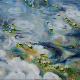 Gemälde, Les nénuphars sur les reflets, Christine Desplanque