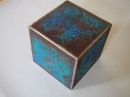 Sculpture, Rusty Cube 1, Veronique Hennebelle