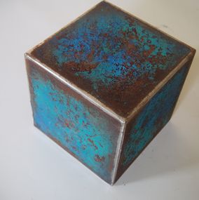 Sculpture, Rusty Cube 1, Veronique Hennebelle