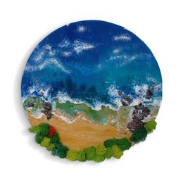 Painting, Serenity of the Coastal Waves in 3D Art, Julia Faer