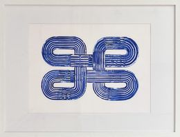 Peinture, Prussian Blue Movement #5. Framed. From The Prussian Blue Series, Almo