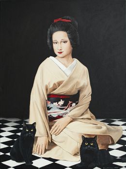 Gemälde, The Secret of the Kimono and Cats, Nataliya Bagatskaya