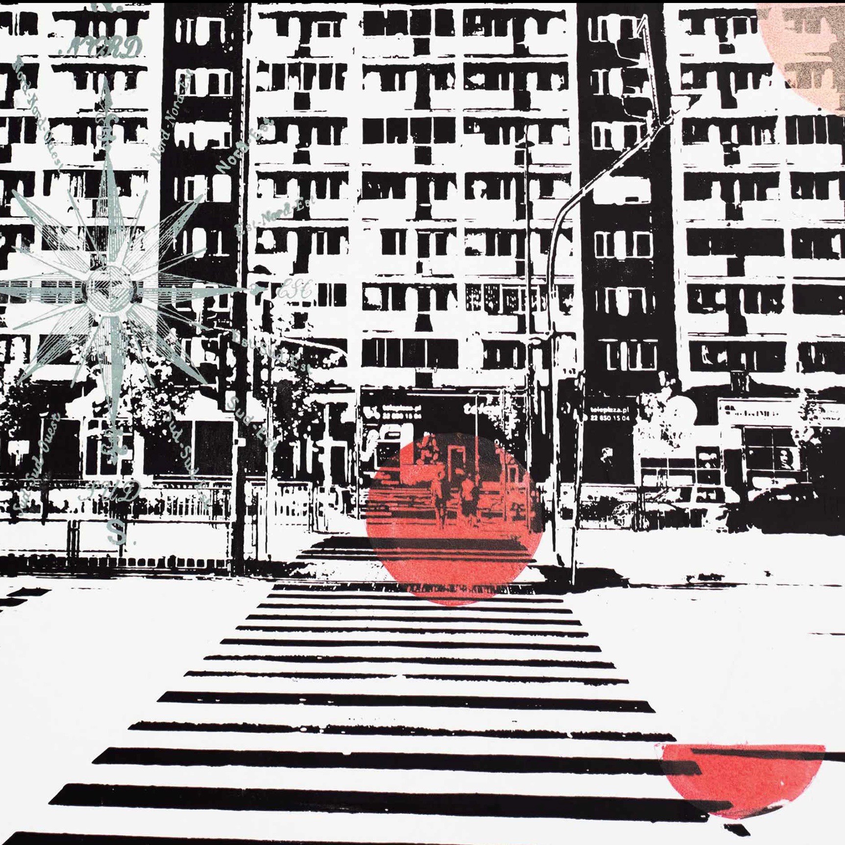 Adrianna MJW, Tirage fine art d'une sérigraphie - Prszed wzgledem : Composition graphique en noir, blanc et rouge Adrianna MJW, Tirage fine art d'une sérigraphie - Prszed wzgledem : Composition graphique en noir, blanc et rouge
