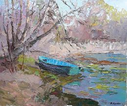 Painting, Blue boat, Boris Serdyuk
