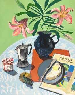 Peinture, Pink Lilies with Sourdough Bread, Shims Seng
