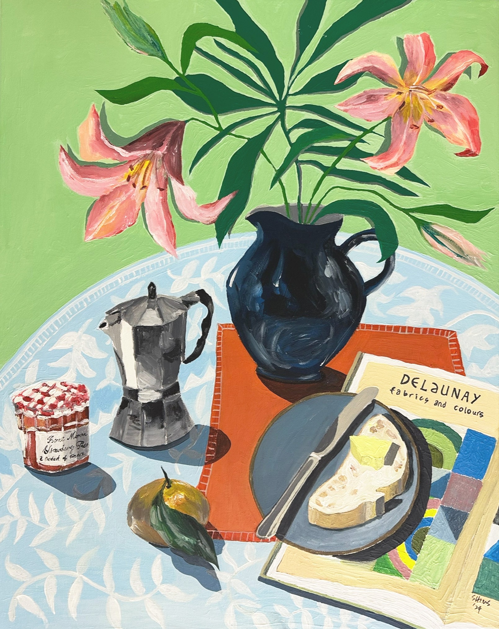 Shims Seng, Pink Lilies with Sourdough Bread Shims Seng, Pink Lilies with Sourdough Bread