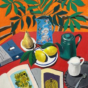 Gemälde, Afternoon Tea with Pumpkin and Sunflowers, Shims Seng