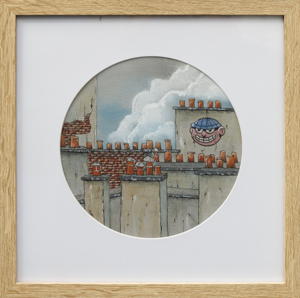 Eddy Josse, Série Toits Rond #16 - paysage figuratif toits urbains Eddy Josse, Série Toits Rond #16 - paysage figuratif toits urbains