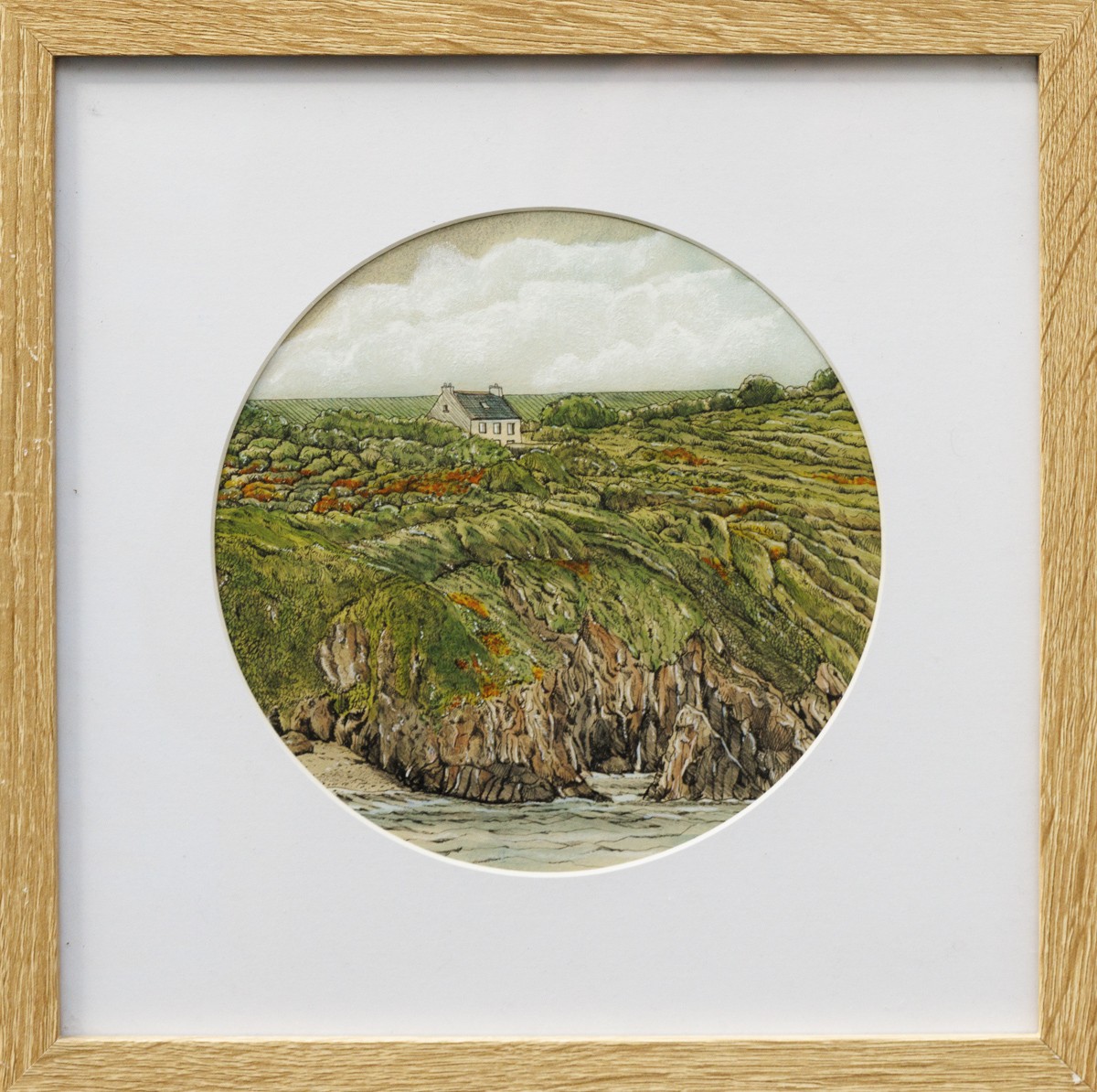 Eddy Josse, Côte Bretonne - paysage figuratif sauvage rond Eddy Josse, Côte Bretonne - paysage figuratif sauvage rond
