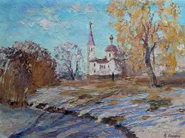 Painting, Winter landscape with a temple, Boris Serdyuk
