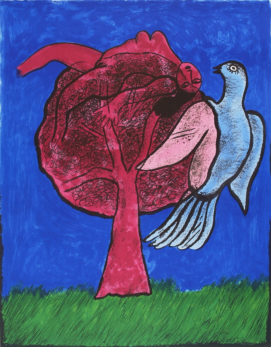Corneille, L'arbre rouge, lithographie originale Corneille, L'arbre rouge, lithographie originale