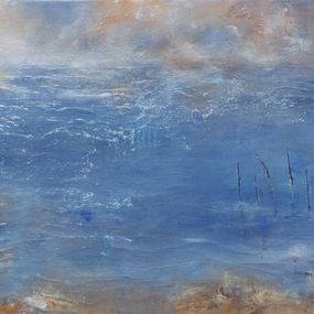 Gemälde, Brume Bleue 3 - Paysage abstrait, Sandrine Belmont