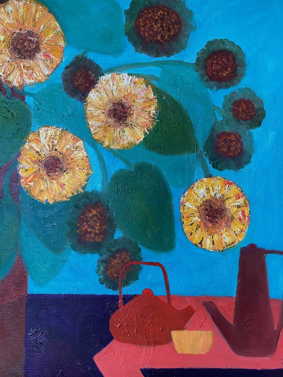 Michel Jamet, Tournesol rouge - Composition Florale Michel Jamet, Tournesol rouge - Composition Florale