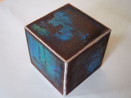 Sculpture, Rusty cube 2, Veronique Hennebelle