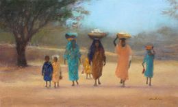Gemälde, Retour du marché, Dominique Andrier