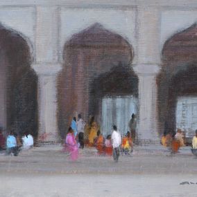Gemälde, Sur les marches, Dominique Andrier