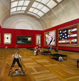 Peinture, The children meet Banksy, Hopper, Mel Ramos, Lichtenstein and Haring 5, Gully
