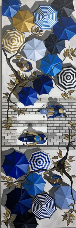 Painting, La rue bleue, Perrine Vilmot