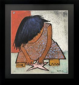 Édition, Nina Jugando Con Estrella De Mar (hand signed linocut), Angel Botello