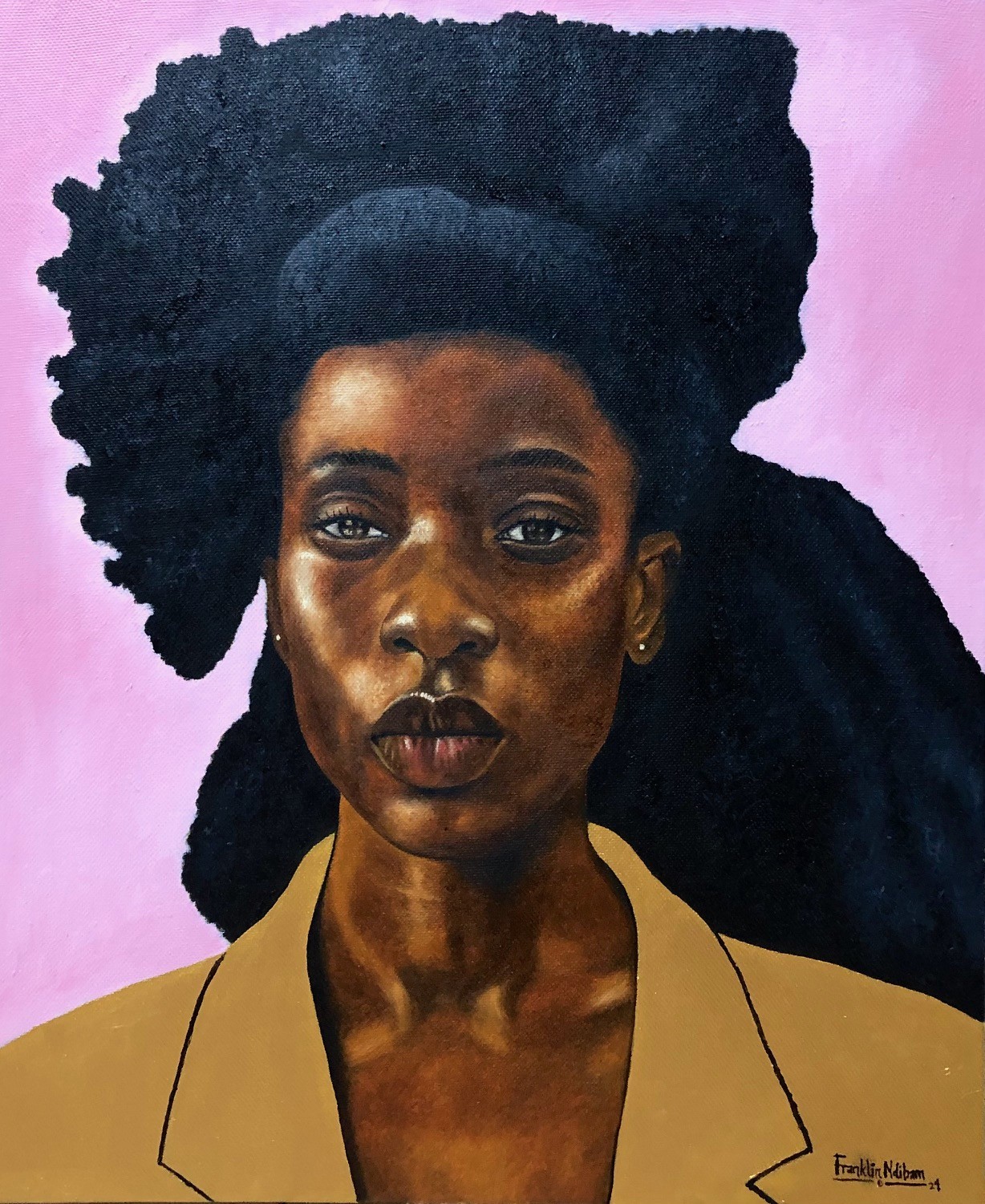 Franklin Ndibam, I Am Not My Hair 2 - 21st Century, Contemporary, Figurative Portrait, Women Franklin Ndibam, I Am Not My Hair 2 - 21st Century, Contemporary, Figurative Portrait, Women