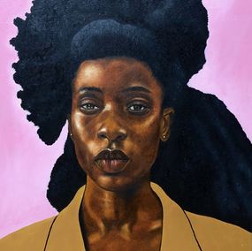 Gemälde, I Am Not My Hair 2 - 21st Century, Contemporary, Figurative Portrait, Women, Franklin Ndibam