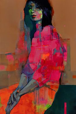 Painting, Peony Girl, Victor Sheleg